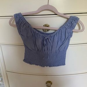 Brandy Melville Blue Off the Shoulder Crop Top